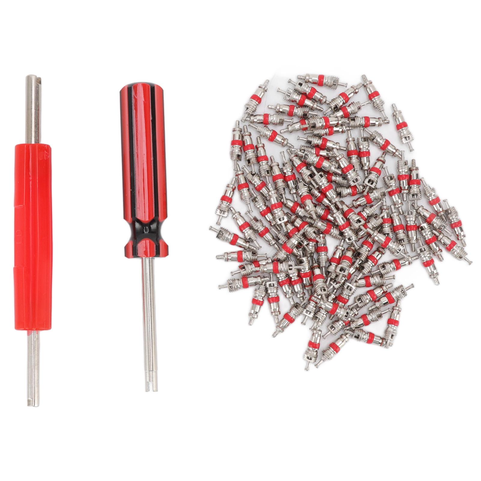 Valve Core Tool Set with 100pcs Valve Stem Cores 2pcs Tire Valve Repair Tool for Car Truck SUV Bike ATV
Valve Core Tool Set with 100pcs Valve Stem Cores 2pcs Tire Valve Repair Tool for Car Truck SUV Bike ATV