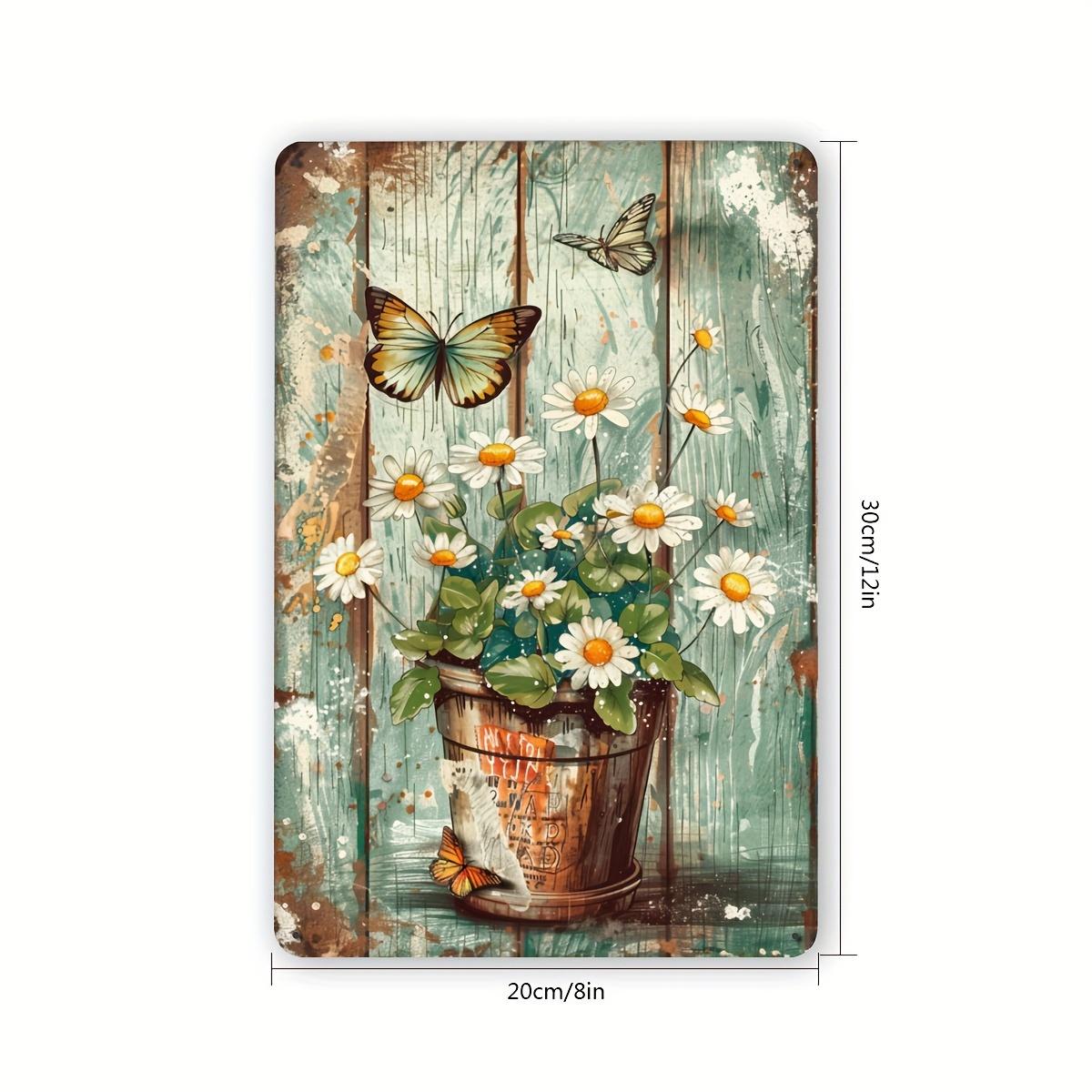 Rustic Vintage Metal Wall Art Sign Distressed Green Wood Plank Design with White Daisies Flower Pot Butterflies 20x30cm(7.8x11.8inch)
Rustic Vintage Metal Wall Art Sign Distressed Green Wood Plank Design with White Daisies Flower Pot Butterflies 20x30cm(7.8x11.8inch)