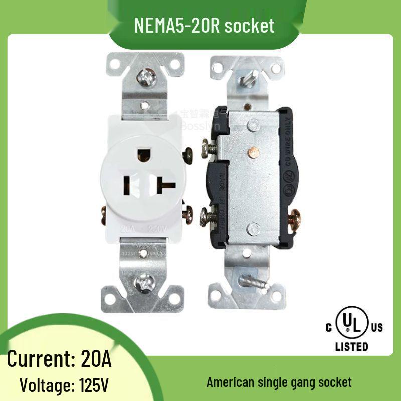 20A 125V US Single Gang Wall-Mount Outlet for Air Conditioner & Household Use
20A 125V US Single Gang Wall-Mount Outlet for Air Conditioner & Household Use