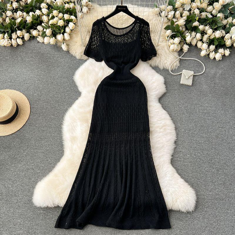 Korean Style Wear Gentle Retro Crocheted Cut Out Knitting Short Sleeve Dress Women s Silm Long Mermaid Dress Summer Black One size
Korean Style Wear Gentle Retro Crocheted Cut Out Knitting Short Sleeve Dress Women s Silm Long Mermaid Dress Summer Black One size