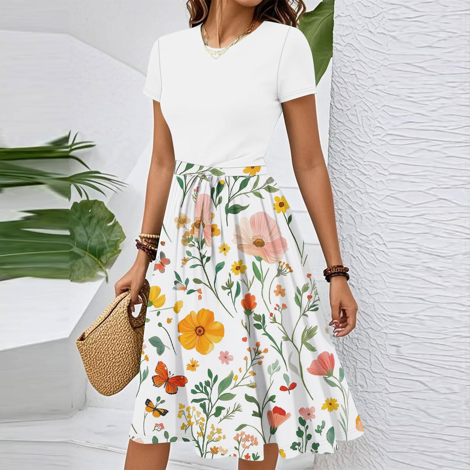 Женское повседневное модное платье с поясом, цветочным принтом, коротким рукавом и круглым вырезом, элегантное струящееся платье XL белый
Женское повседневное модное платье с поясом, цветочным принтом, коротким рукавом и круглым вырезом, элегантное струящееся платье XL белый