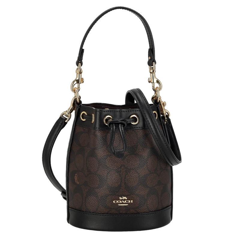 COACH Dempsey 15 brand logo drawstring closure PVC leather bucket bag shoulder crossbody handbag mini women s dark brown коричневий
COACH Dempsey 15 brand logo drawstring closure PVC leather bucket bag shoulder crossbody handbag mini women s dark brown коричневий