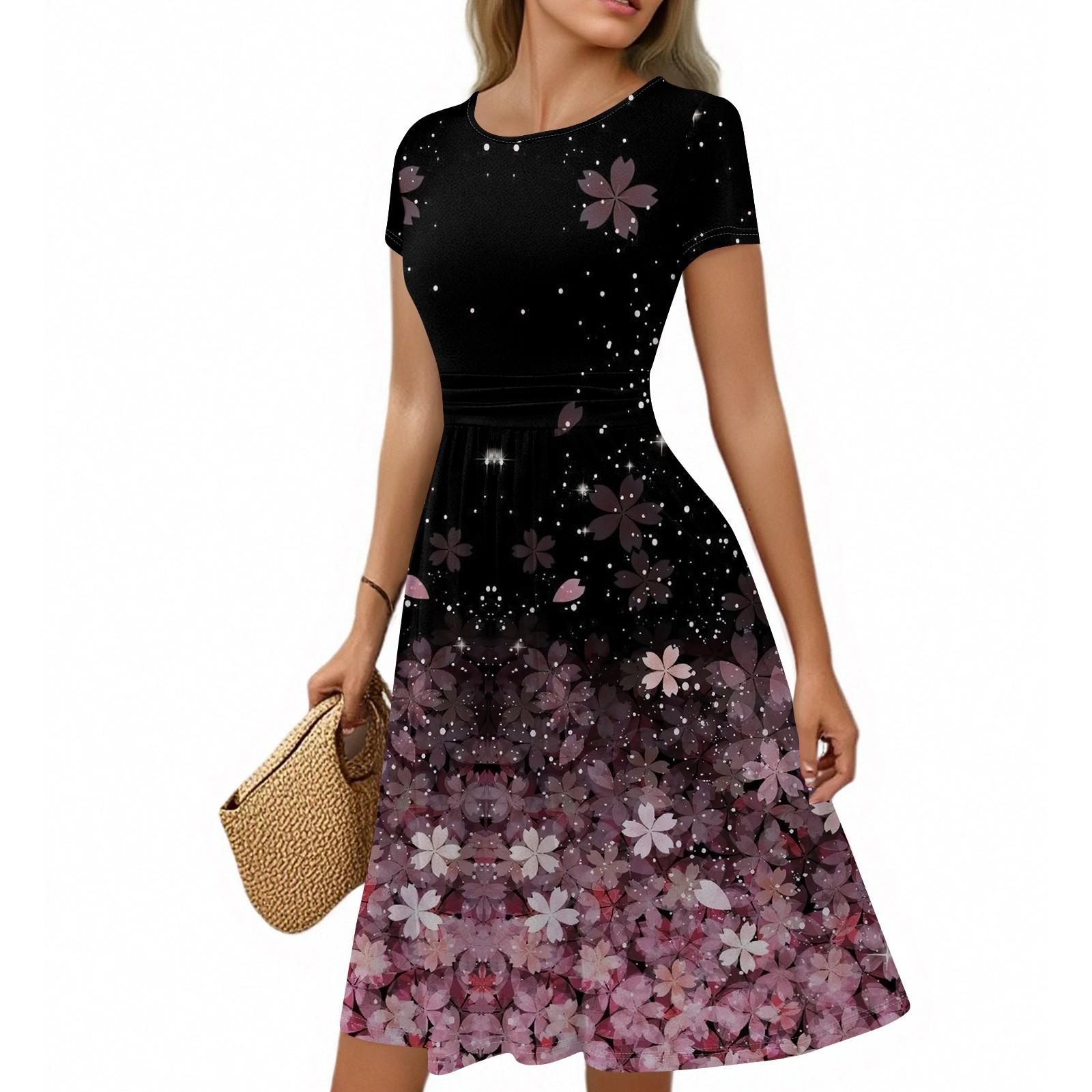 Women s Casual Fashion Round Neck Pleated Short Sleeve Retro Floral A-Line Midi Dress L
Women s Casual Fashion Round Neck Pleated Short Sleeve Retro Floral A-Line Midi Dress L