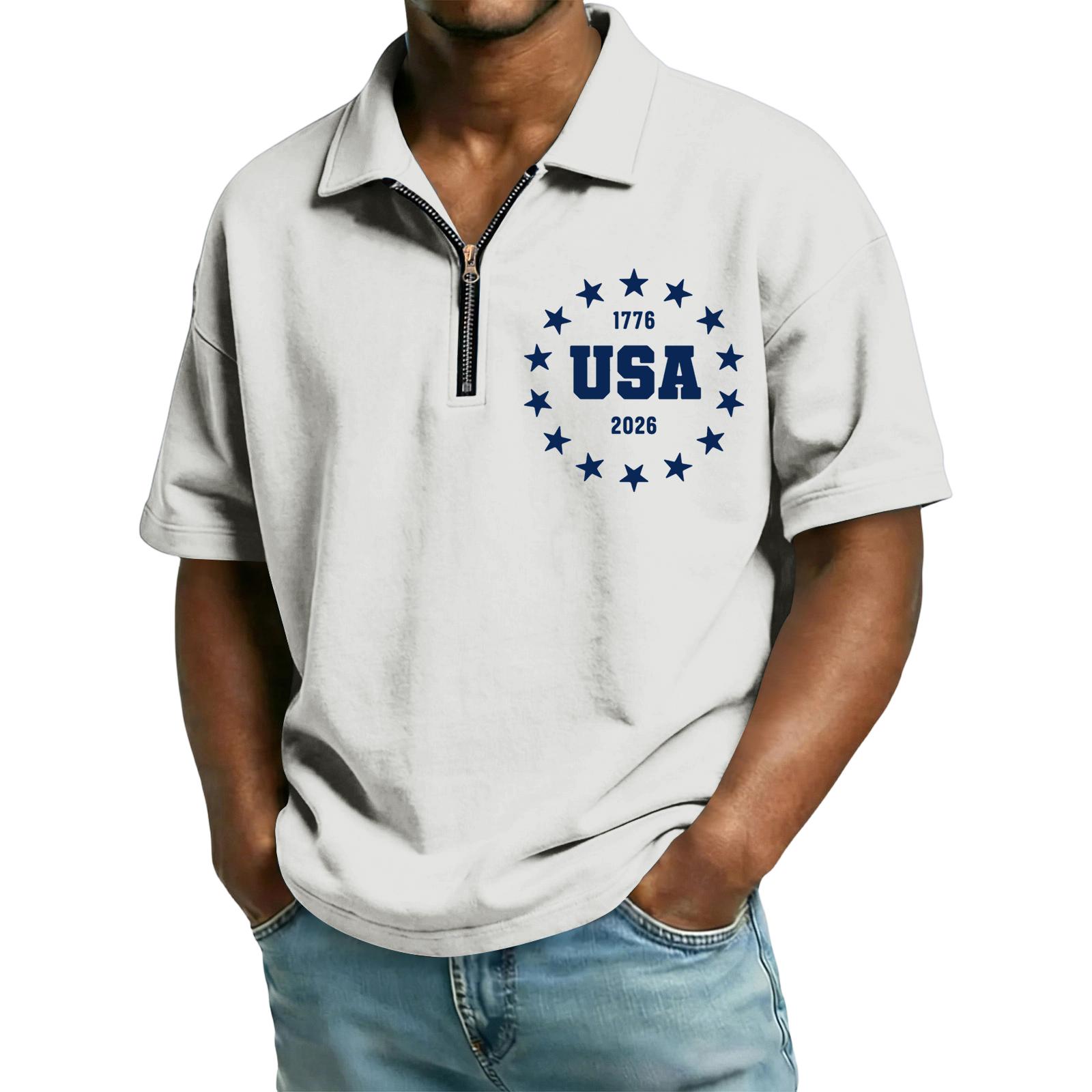 Men s Casual Loose Fit Polo Shirt with Zip Front Collar and Star Circle Letter Print USA Graphic Short Sleeve Top for Summer XL белый
Men s Casual Loose Fit Polo Shirt with Zip Front Collar and Star Circle Letter Print USA Graphic Short Sleeve Top for Summer XL белый