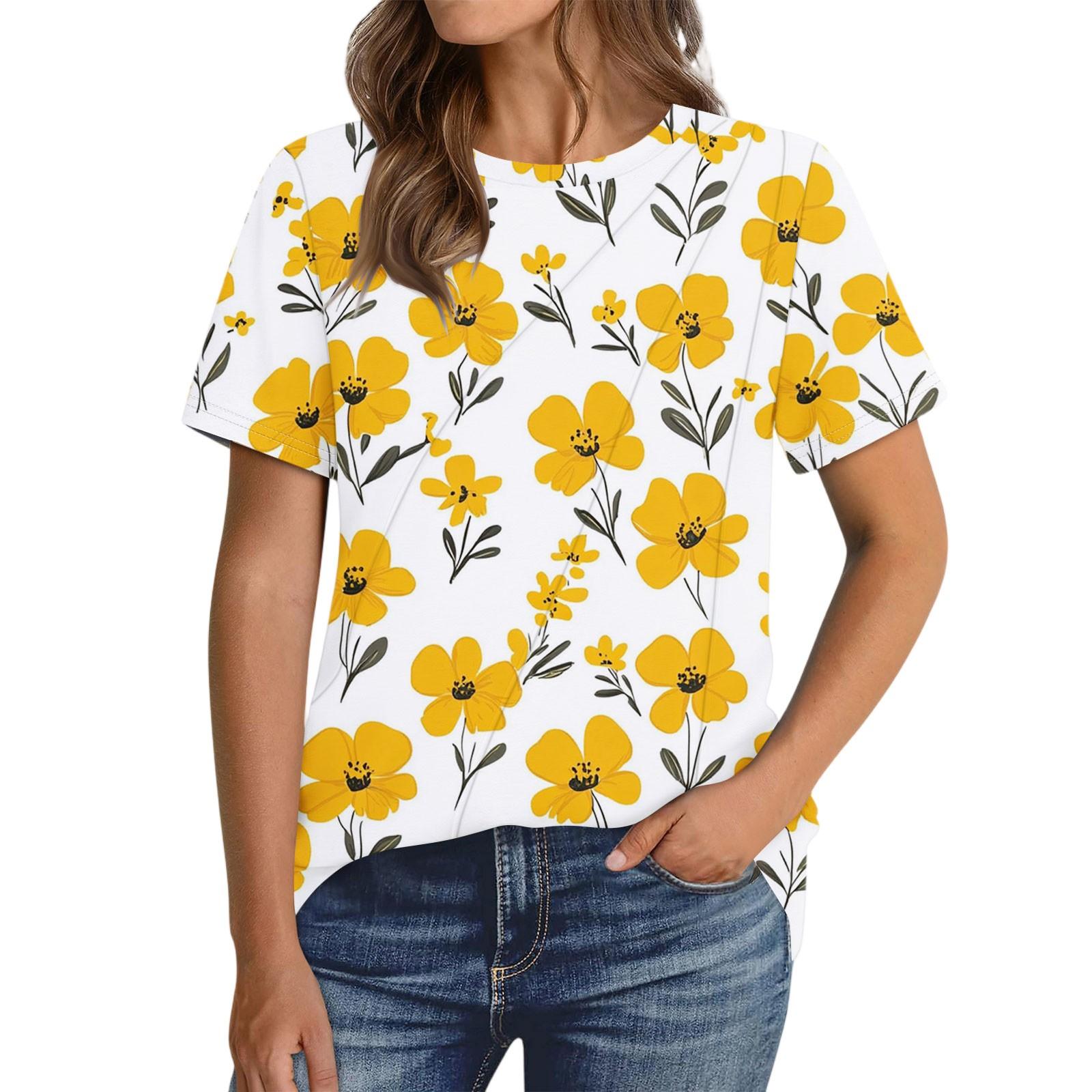 Women s Fashion Casual Floral Print Pullover Short Sleeve Top M жовтий
Women s Fashion Casual Floral Print Pullover Short Sleeve Top M жовтий