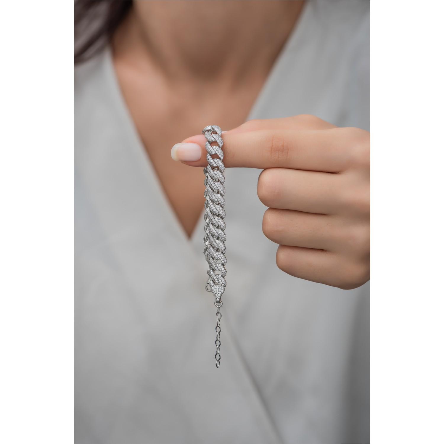 Браслет для гурманов из стерлингового серебра 925 пробы с белым камнем 
Браслет для гурманов из стерлингового серебра 925 пробы с белым камнем