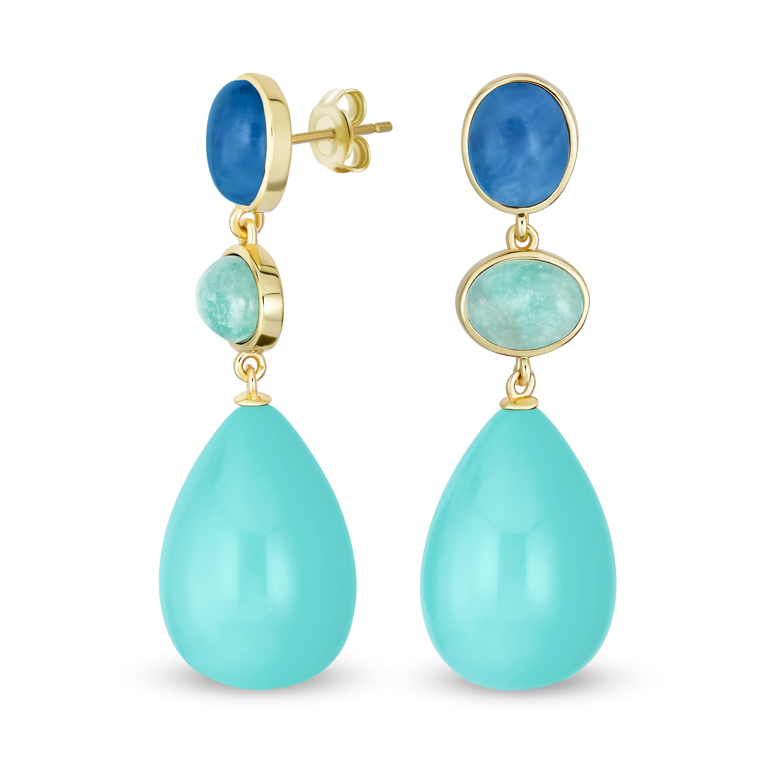 14K Yellow Gold Plated Unique Geometric Oval 3 Tier Dangling Natural Gemstone Blue Turquoise Teardrop Ball Party Earrings for Women Multi-Shaped &
14K Yellow Gold Plated Unique Geometric Oval 3 Tier Dangling Natural Gemstone Blue Turquoise Teardrop Ball Party Earrings for Women Multi-Shaped &