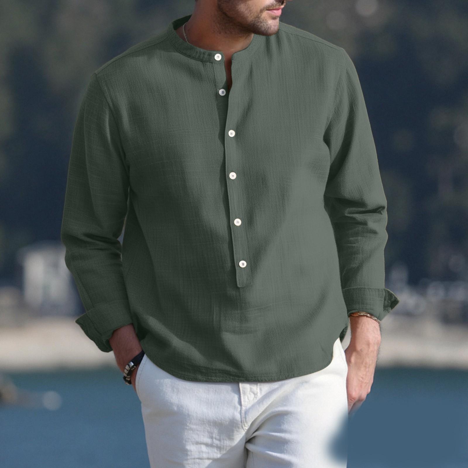 Мужская повседневная рубашка-пуловер с воротником-стойкой, тонкая футболка из хлопка и льна в стиле ретро XXL
Мужская повседневная рубашка-пуловер с воротником-стойкой, тонкая футболка из хлопка и льна в стиле ретро XXL