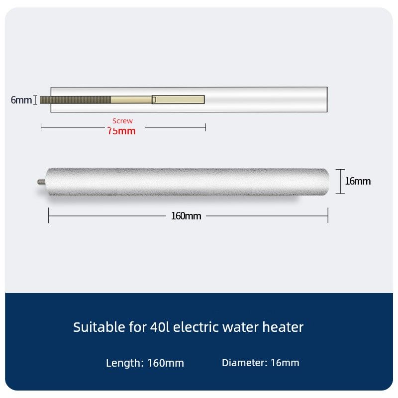 Suitable for Sakura Electric Water Heater Magnesium Rod 40/50/60/80L Sewage Outlet Accessories Cast Type Sacrificial Anode Rod Suitable for 40 Liters (M6-16*160)
Suitable for Sakura Electric Water Heater Magnesium Rod 40/50/60/80L Sewage Outlet Accessories Cast Type Sacrificial Anode Rod Suitable for 40 Liters (M6-16*160)