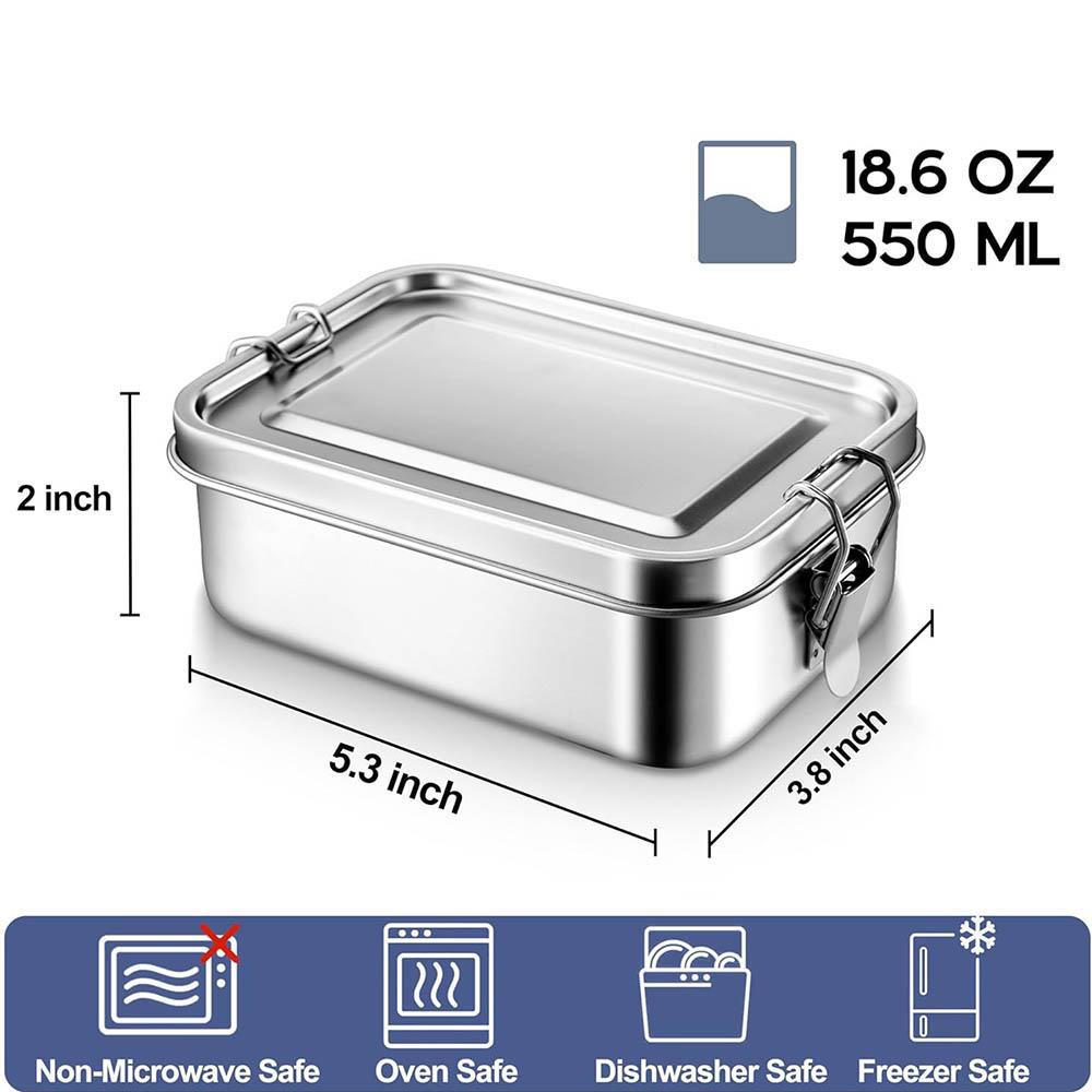 Stainless Steel Bento Box,550ml Metal Lunch Box,Leak-Proof Food Container with Lids, Meal Storage for Camping Picnic Travel Work 1 piece
Stainless Steel Bento Box,550ml Metal Lunch Box,Leak-Proof Food Container with Lids, Meal Storage for Camping Picnic Travel Work 1 piece