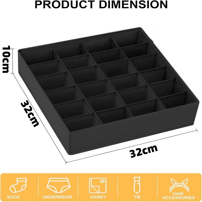 24-Compartment Fabric Socks & Underwear Organizers - Durable Zipper, Foldable Closet Storage Box for Socks, Underwear, Ties , Closet Organization чорний
24-Compartment Fabric Socks & Underwear Organizers - Durable Zipper, Foldable Closet Storage Box for Socks, Underwear, Ties , Closet Organization чорний