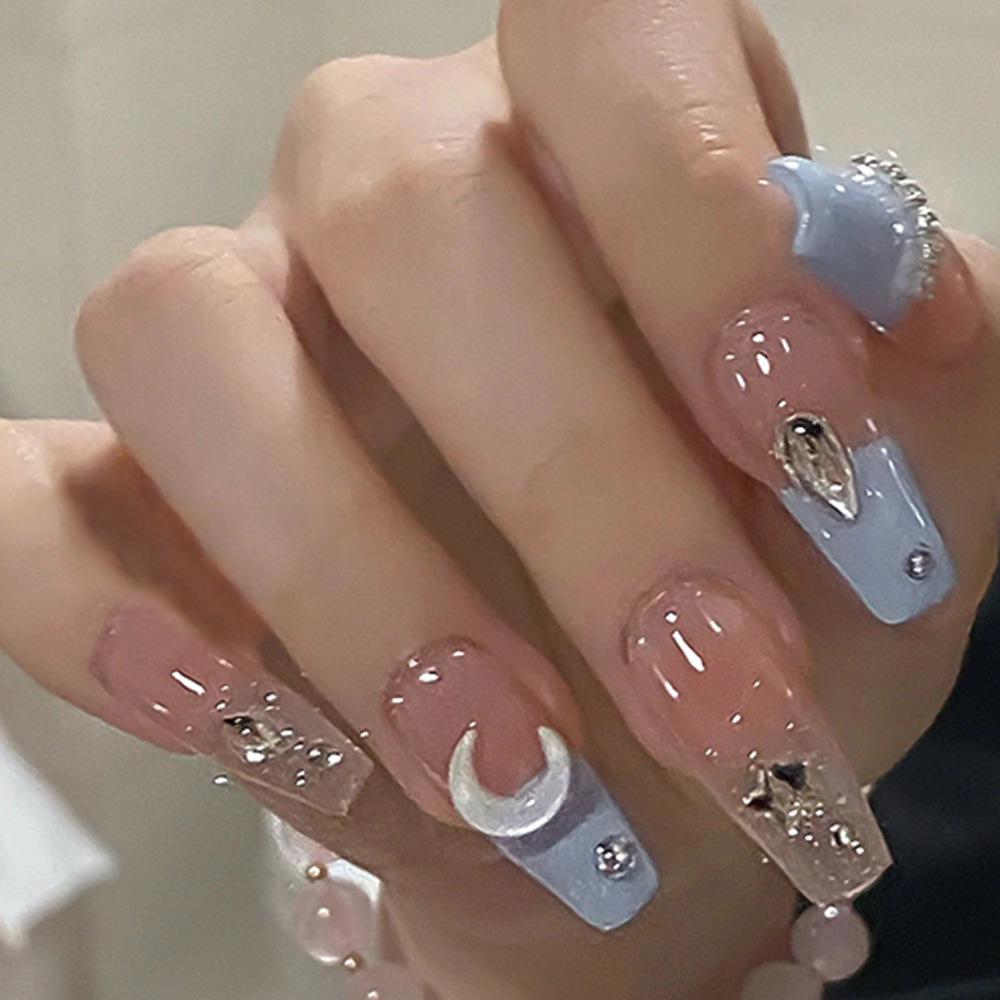 Sea Salt Macaron Long Wearable Nails with Stars & Moon Art - Clear Diamond Style False Nails
Sea Salt Macaron Long Wearable Nails with Stars & Moon Art - Clear Diamond Style False Nails