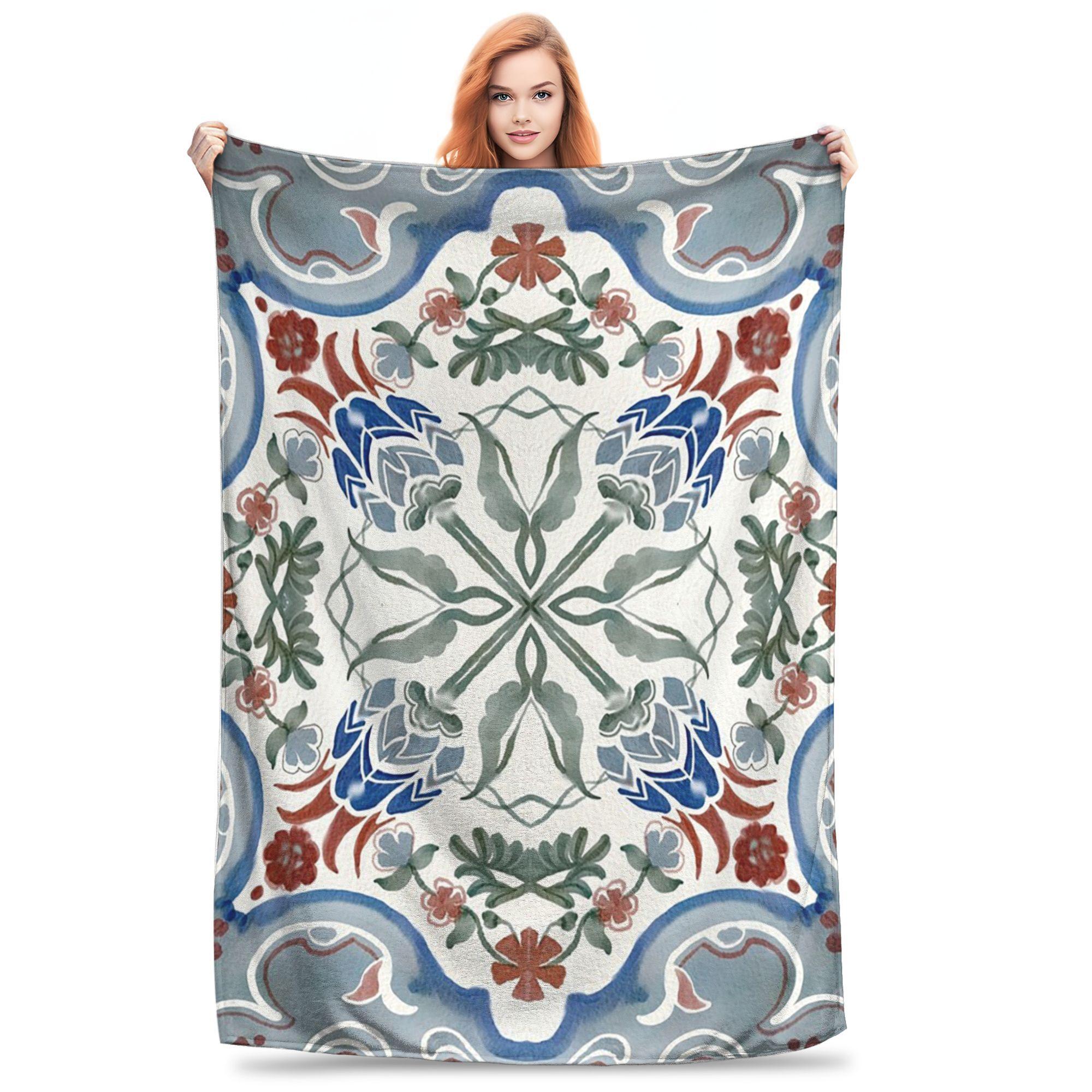 Flannel Throw Blanket Oriental Tile Floral Watercolor Ornament Pattern Warm Plush Blankets Soft Bedding for Bed Living room Home 80x120cm
Flannel Throw Blanket Oriental Tile Floral Watercolor Ornament Pattern Warm Plush Blankets Soft Bedding for Bed Living room Home 80x120cm