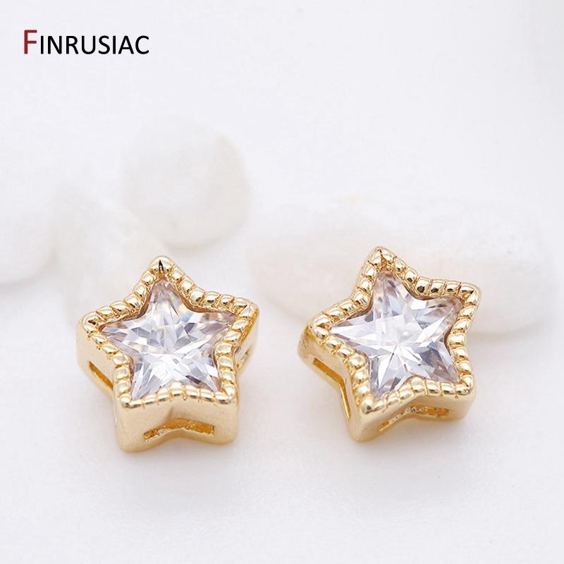 14K Gold Plated Inlaid Zircon Pentagram Spacer Beads Accessories,High Quality Brass Metal Loose Beads DIY Jewelry Making Craft 2 PCS
14K Gold Plated Inlaid Zircon Pentagram Spacer Beads Accessories,High Quality Brass Metal Loose Beads DIY Jewelry Making Craft 2 PCS