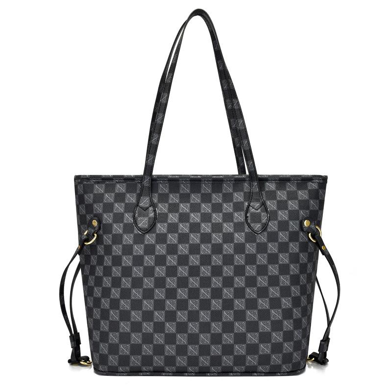 Fashion Source Классическая женская сумка через плечо, ручная сумка, сумка-тоут, большая вместимость, сумка для покупок, премиальная, легкая роскошь, на косом плече чёрный