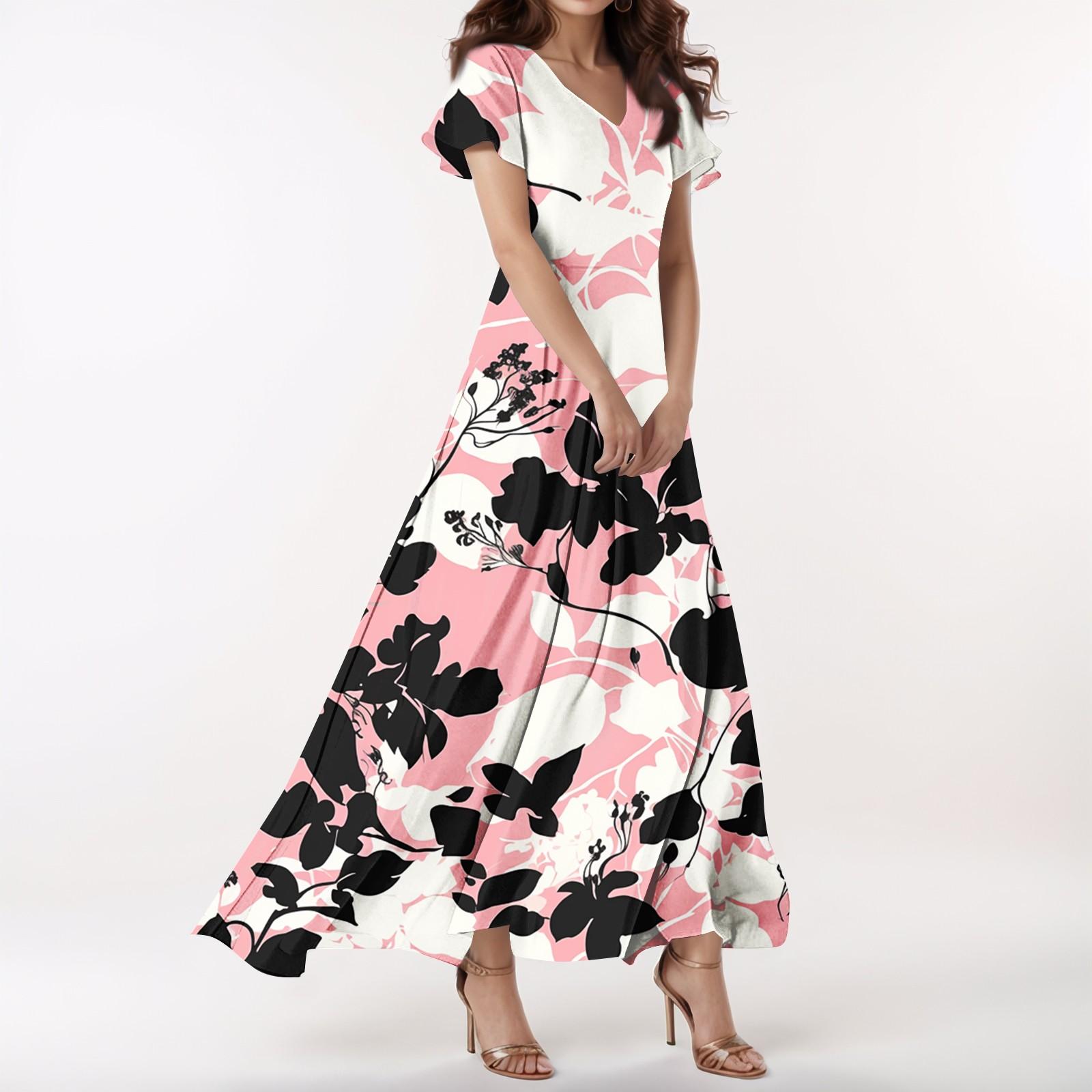 Women s Casual V-neck Short Sleeve High Waist Retro Flower Leaf Print Dress XL рожевий
Women s Casual V-neck Short Sleeve High Waist Retro Flower Leaf Print Dress XL рожевий