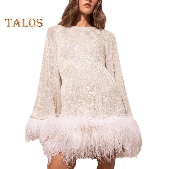 Женское вечернее платье с тонкой талией, блестками и перьями, с открытой спиной, длинными рукавами, с круглым вырезом, короткое платье для выпускного вечера, свадьбы, мини-платье M абрикосовый
Женское вечернее платье с тонкой талией, блестками и перьями, с открытой спиной, длинными рукавами, с круглым вырезом, короткое платье для выпускного вечера, свадьбы, мини-платье M абрикосовый