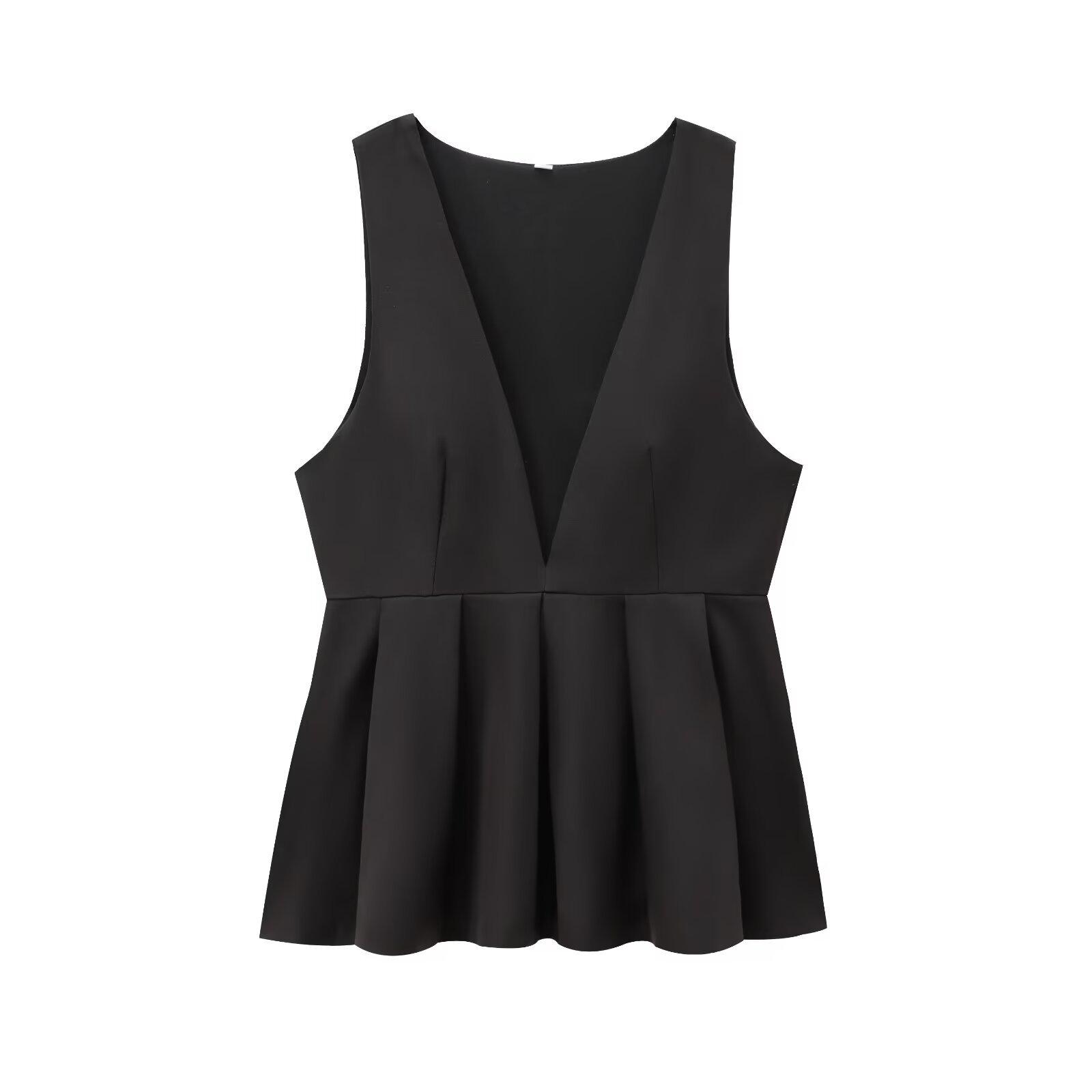 2024 Autumn/Winter Women s Wavy Hem Midi Skirt with Deep V-Neck Cinched Waist Sleeveless Top Small чорний
2024 Autumn/Winter Women s Wavy Hem Midi Skirt with Deep V-Neck Cinched Waist Sleeveless Top Small чорний
