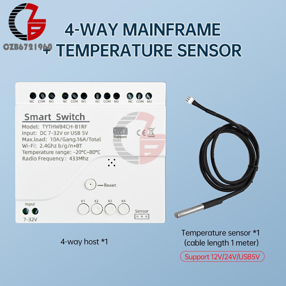 Tuya WIFI Умный переключатель DC 7-32V/AC 85-250V 10A Датчик температуры и влажности 12V 24V 110V 220V Переключатель реле Удаленное управление через приложение
Tuya WIFI Умный переключатель DC 7-32V/AC 85-250V 10A Датчик температуры и влажности 12V 24V 110V 220V Переключатель реле Удаленное управление через приложение