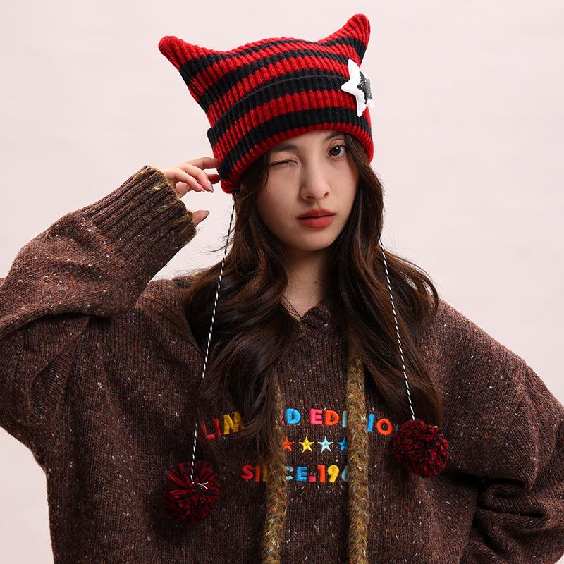 Abi Wind Handmade Мила п ятизіркова котяча вуха в смужку диявола тепла шапка в язана кулька вовняна шапка жіноча One size fits all червоний
Abi Wind Handmade Мила п ятизіркова котяча вуха в смужку диявола тепла шапка в язана кулька вовняна шапка жіноча One size fits all червоний