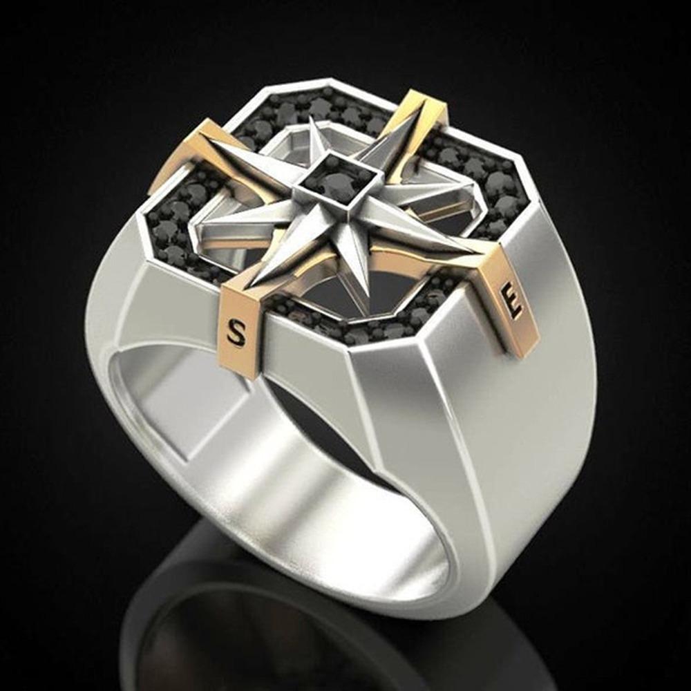 Viking Compass Seal Ring S925 Silver Plated Retro Mens Two Tone Band Jewelry No. 12
Viking Compass Seal Ring S925 Silver Plated Retro Mens Two Tone Band Jewelry No. 12