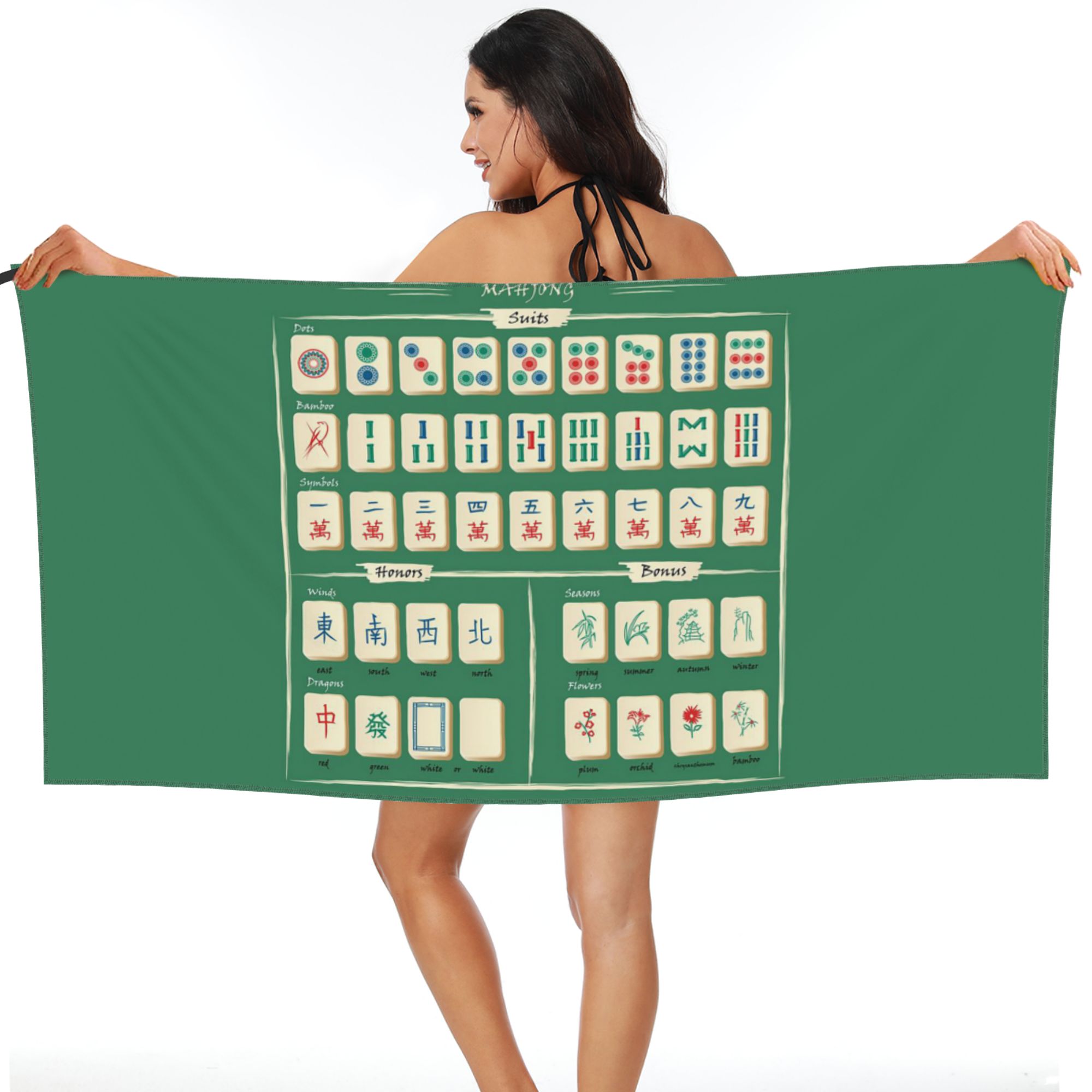 Mahjong Tile Pattern Beach Towel Soft Microfiber Quick Dry Absorbent Quick Towels For Bath W30*H60(CM)
Mahjong Tile Pattern Beach Towel Soft Microfiber Quick Dry Absorbent Quick Towels For Bath W30*H60(CM)