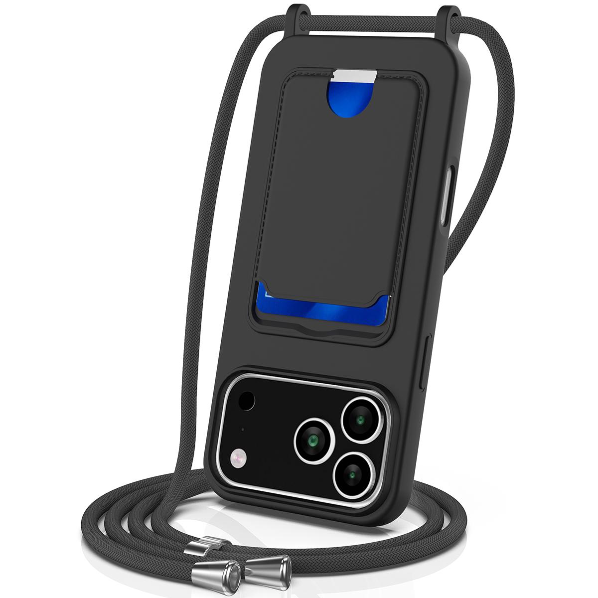 For iPhone 17 Pro Max Case Liquid Silicone Card Holder Back Phone Cover with Lanyard Black
For iPhone 17 Pro Max Case Liquid Silicone Card Holder Back Phone Cover with Lanyard Black