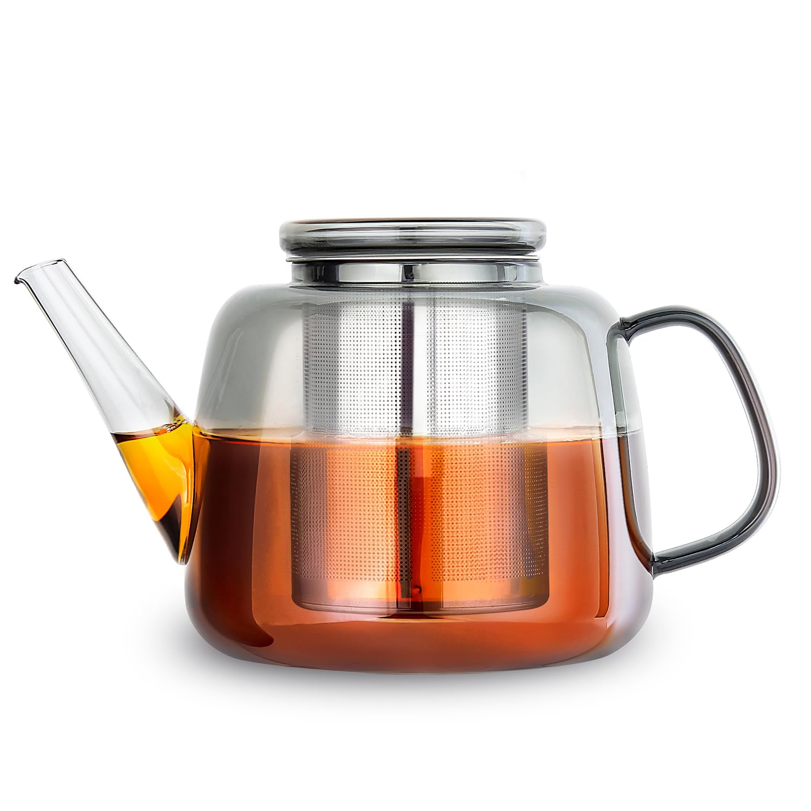 Easyworkz 1500ml Borosilicate Glass Teapot with Large Stainless Steel Strainer for Fruit, Herb, and Infusion Teas, Smoke Gray
Easyworkz 1500ml Borosilicate Glass Teapot with Large Stainless Steel Strainer for Fruit, Herb, and Infusion Teas, Smoke Gray