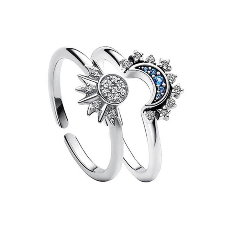 2Pcs Colorful Diamonds Open Rings Alloy Finger Rings Ornaments Stackable Sun Moon Rings Accessory Set for Women Girls 1
2Pcs Colorful Diamonds Open Rings Alloy Finger Rings Ornaments Stackable Sun Moon Rings Accessory Set for Women Girls 1