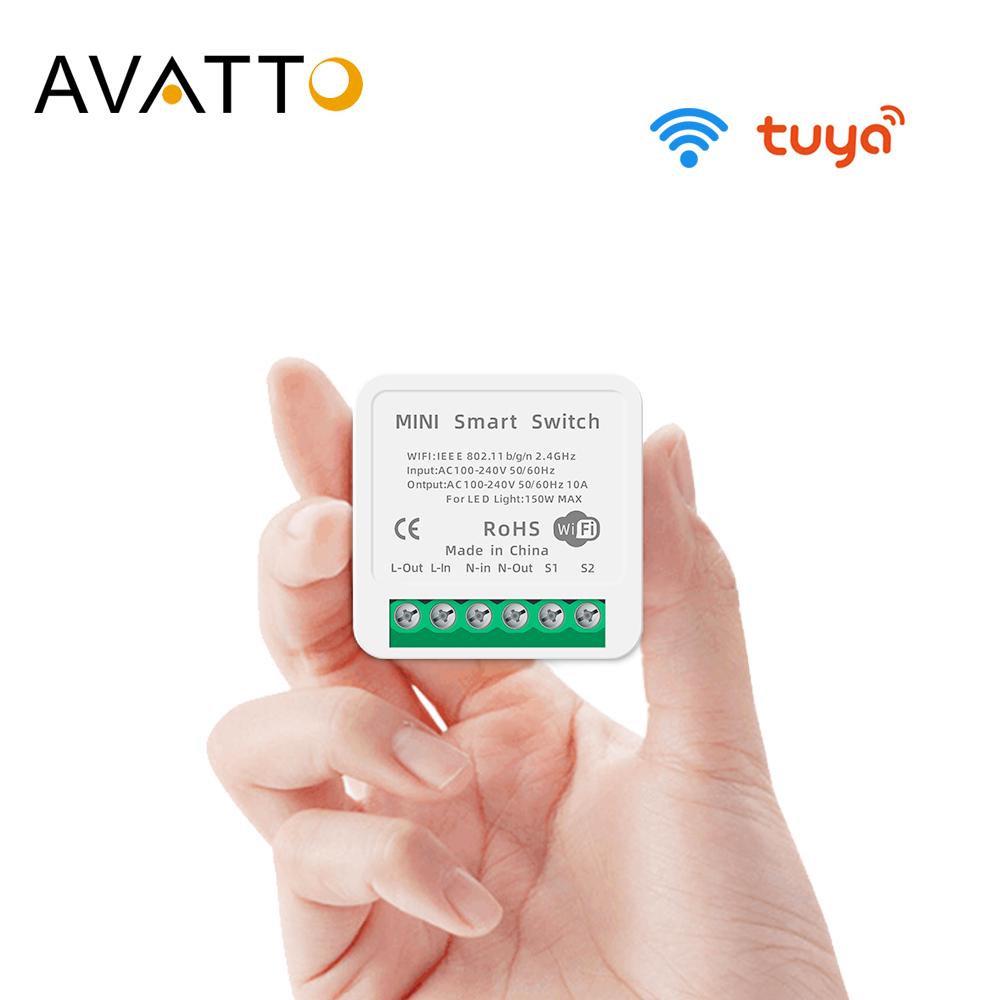 Модуль переключателя WiFi AVATTO Tuya Mini 16A с приложением art Life, двухстороннее управление, прерыватель для дома, работа для Alexa, Google