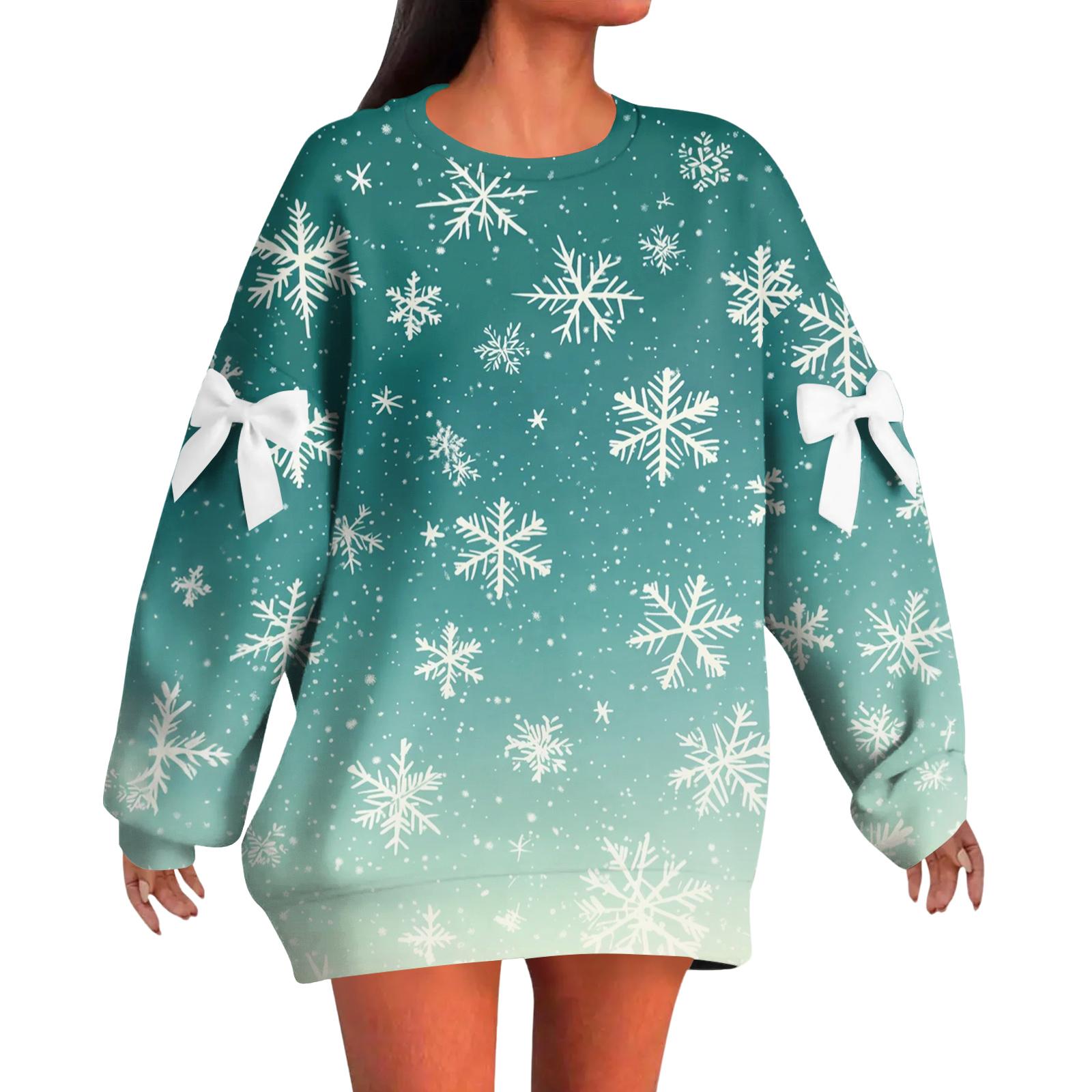 Женский рождественский пуловер с принтом и бантом, с круглым вырезом, длинными рукавами, свободного кроя L циан
Женский рождественский пуловер с принтом и бантом, с круглым вырезом, длинными рукавами, свободного кроя L циан