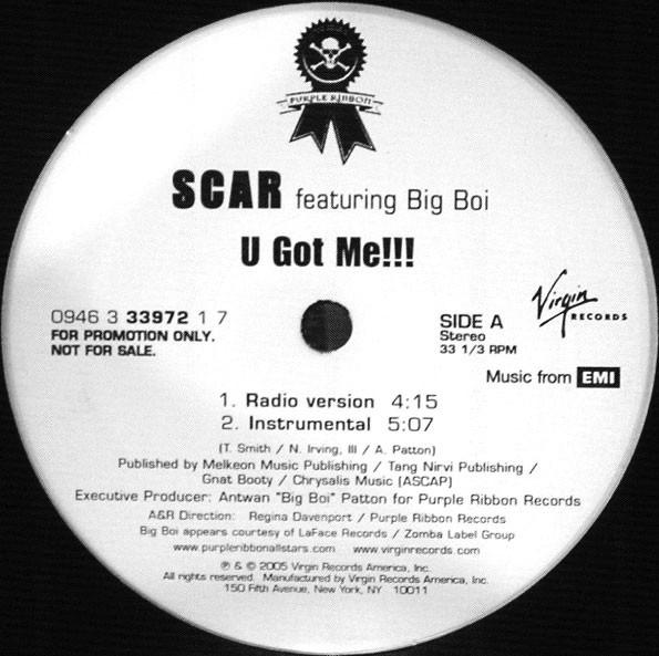 12inch Record SCAR - U Got Me!!! 094633397217 Virgin 2005 US Rap & Hip-Hop/R&B Used
12inch Record SCAR - U Got Me!!! 094633397217 Virgin 2005 US Rap & Hip-Hop/R&B Used