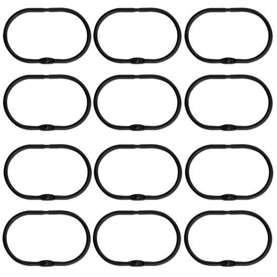 12 шт., кольца для занавески для душа в ванной комнате, устойчивые к ржавчине, плотно закрытые, противоскользящие, гладкие скользящие крючки для штор, аксессуары для ванной комнаты чёрный