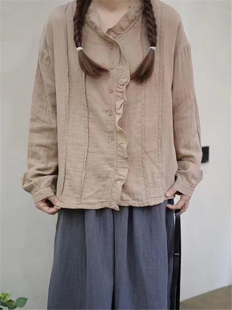 Johnature Винтажная рубашка женская весенняя V-образная горловина грибок кромка однобортный повседневный топ женский One Size
Johnature Винтажная рубашка женская весенняя V-образная горловина грибок кромка однобортный повседневный топ женский One Size