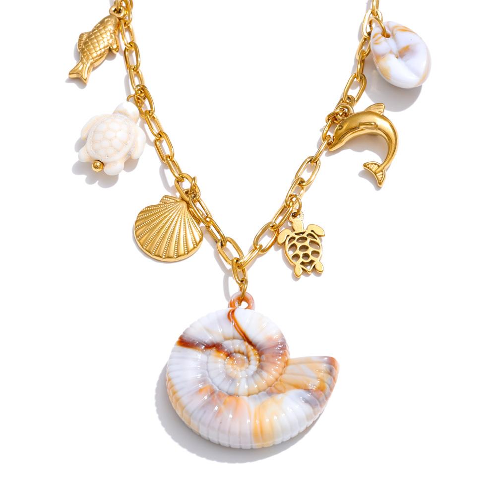 Yhpup Starfish Shell Resin Dolphin Conch Charms Pendant Trendy Necklace for Women Stainless Steel Ocean Series Golden Jewelry
Yhpup Starfish Shell Resin Dolphin Conch Charms Pendant Trendy Necklace for Women Stainless Steel Ocean Series Golden Jewelry