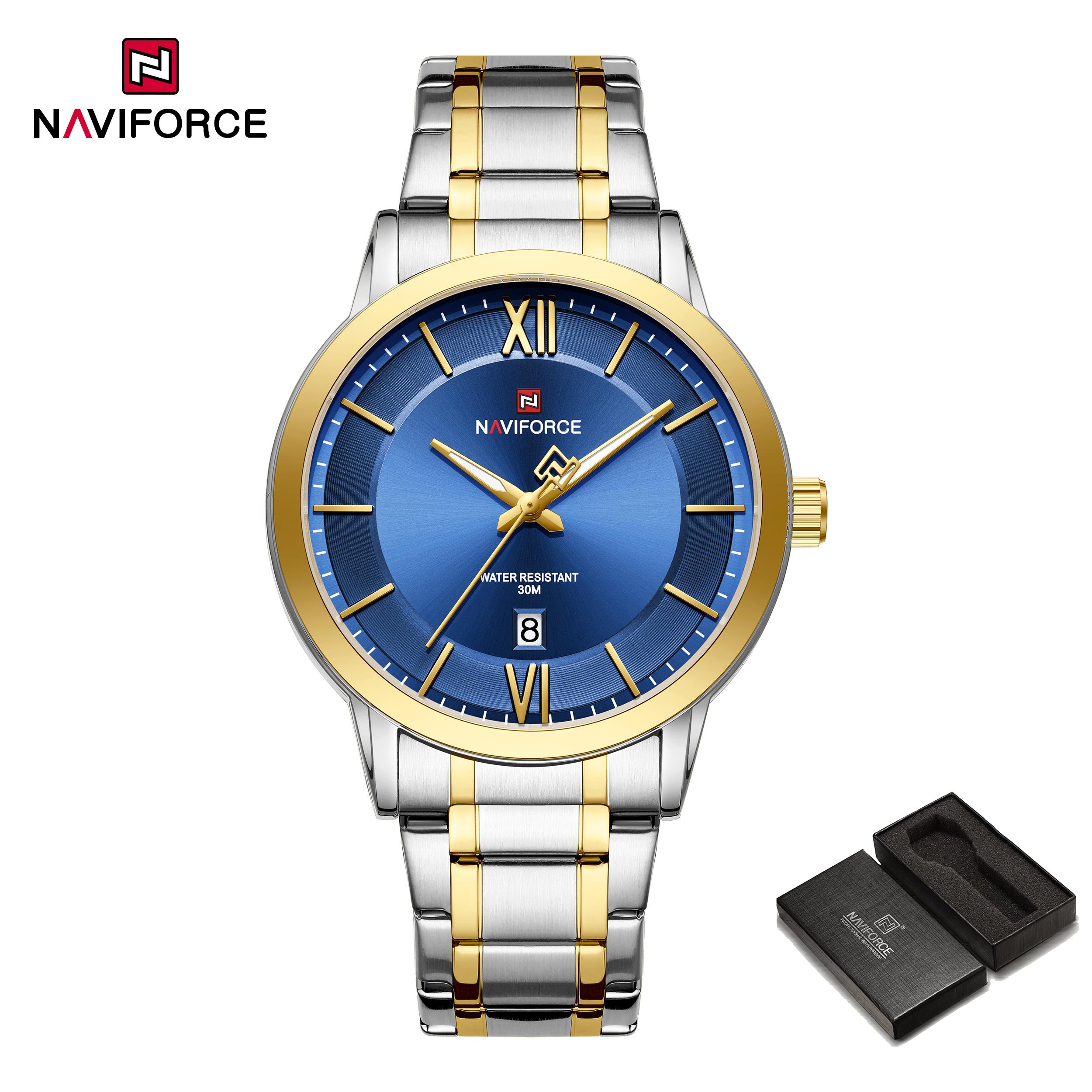 NAVIFORCE Original Simple Quartz Watch for Men Calendar Stainless Steel Strap Waterproof 3ATM Luminous Pointer Business Casual Men Watch NF9254 золотий/синій
NAVIFORCE Original Simple Quartz Watch for Men Calendar Stainless Steel Strap Waterproof 3ATM Luminous Pointer Business Casual Men Watch NF9254 золотий/синій