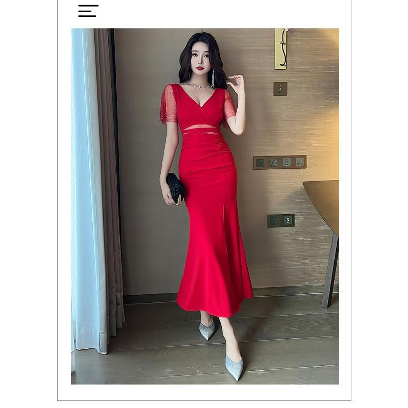 nightclub dresses work clothes sexy beauty evening dress temperament v-neck mesh split dress XL червоний
nightclub dresses work clothes sexy beauty evening dress temperament v-neck mesh split dress XL червоний