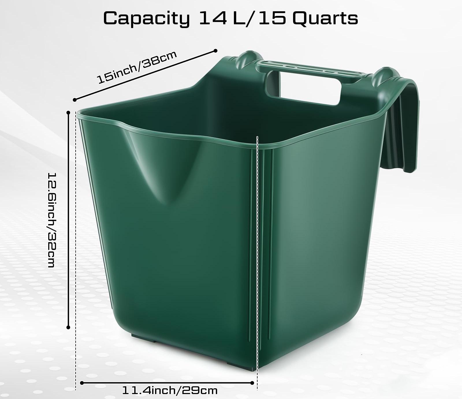 15Quart Plastic Hanging Feed Bucket for Horses,Sheep,Cattle Hook Over Fence Livestock Feeder for Farm Stall & Pasture
15Quart Plastic Hanging Feed Bucket for Horses,Sheep,Cattle Hook Over Fence Livestock Feeder for Farm Stall & Pasture