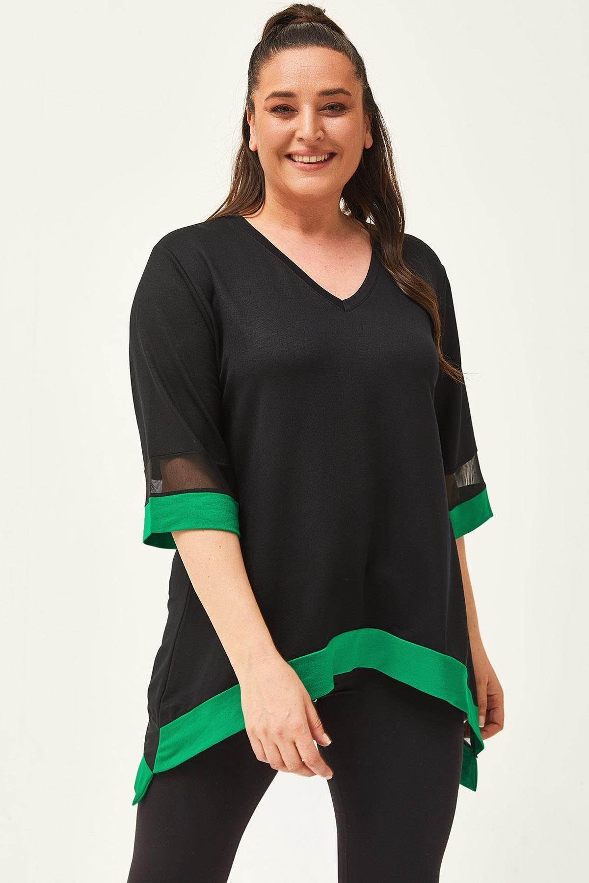 Women s Big Size Blouse Plus Size Black-Green Blouse with Tulle Detail on Sleeves and Skirt L
Women s Big Size Blouse Plus Size Black-Green Blouse with Tulle Detail on Sleeves and Skirt L