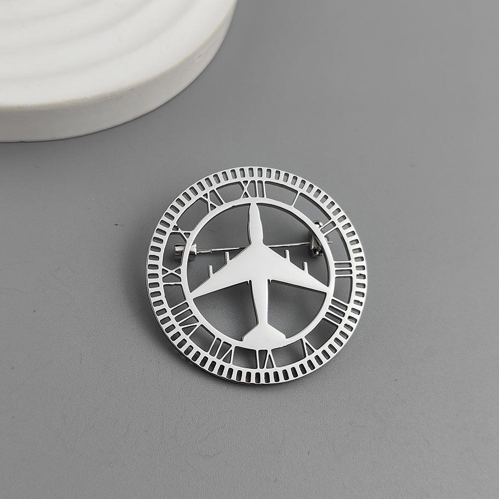 Fashion punk airplane Roman numeral hollow stainless steel gold-plated 18K brooch, black suit accessories, wedding matching set срібний
Fashion punk airplane Roman numeral hollow stainless steel gold-plated 18K brooch, black suit accessories, wedding matching set срібний