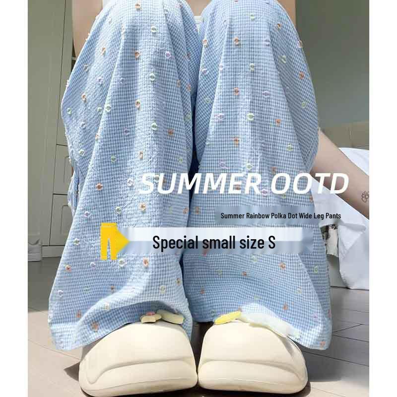 Women s Petite Blue Polka Dot Wide-Leg Summer Pants - High Waist, Thin Ice Silk Fabric L (Recommended 106-115 lbs)
Women s Petite Blue Polka Dot Wide-Leg Summer Pants - High Waist, Thin Ice Silk Fabric L (Recommended 106-115 lbs)
