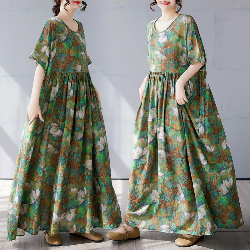 Simple Bohemian Long Dress Summer New Fattened Plus Short Sleeve Crew Neck Printed Dress Women s Clothing One Size
Simple Bohemian Long Dress Summer New Fattened Plus Short Sleeve Crew Neck Printed Dress Women s Clothing One Size