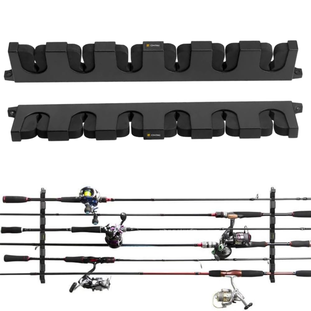 PLEAVIT Wall-Mounted Fishing Rod Stand, Fishing Rod Rack, Rod Holder, Holds 6 Rods, Compact, Horizontal
PLEAVIT Wall-Mounted Fishing Rod Stand, Fishing Rod Rack, Rod Holder, Holds 6 Rods, Compact, Horizontal