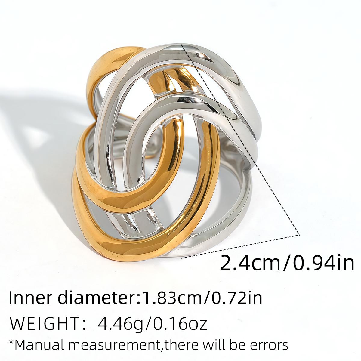 Stainless Steel Geometric Hollow Layered Wide Ring Metal Texture Waterproof Daily Simple Stylish Golden Zircon for Women
Stainless Steel Geometric Hollow Layered Wide Ring Metal Texture Waterproof Daily Simple Stylish Golden Zircon for Women