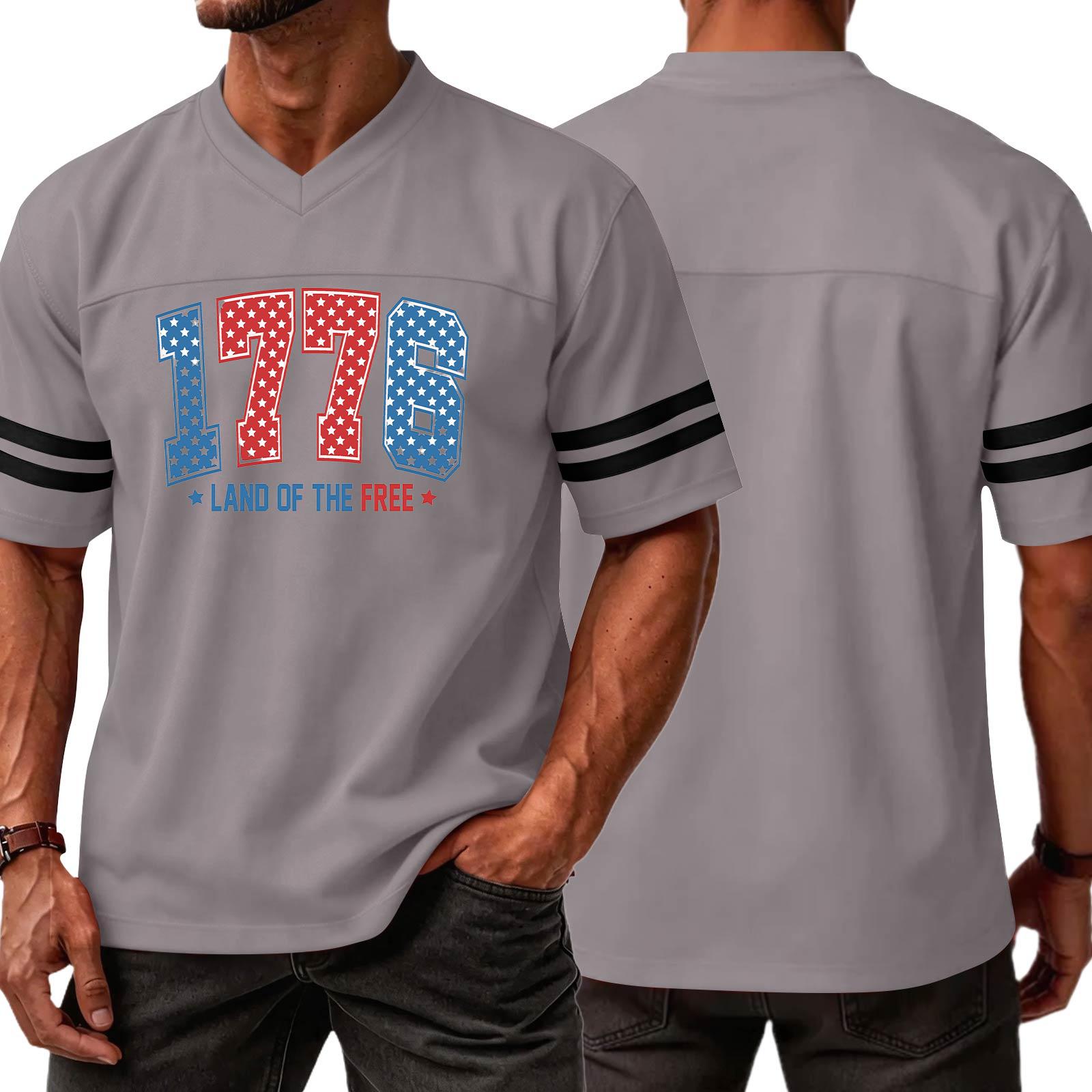 Men V Neck Short Sleeve Athletic Jersey Top 1776 Land of the Free Print Casual Sports T Shirt for Daily Wear XL
Men V Neck Short Sleeve Athletic Jersey Top 1776 Land of the Free Print Casual Sports T Shirt for Daily Wear XL
