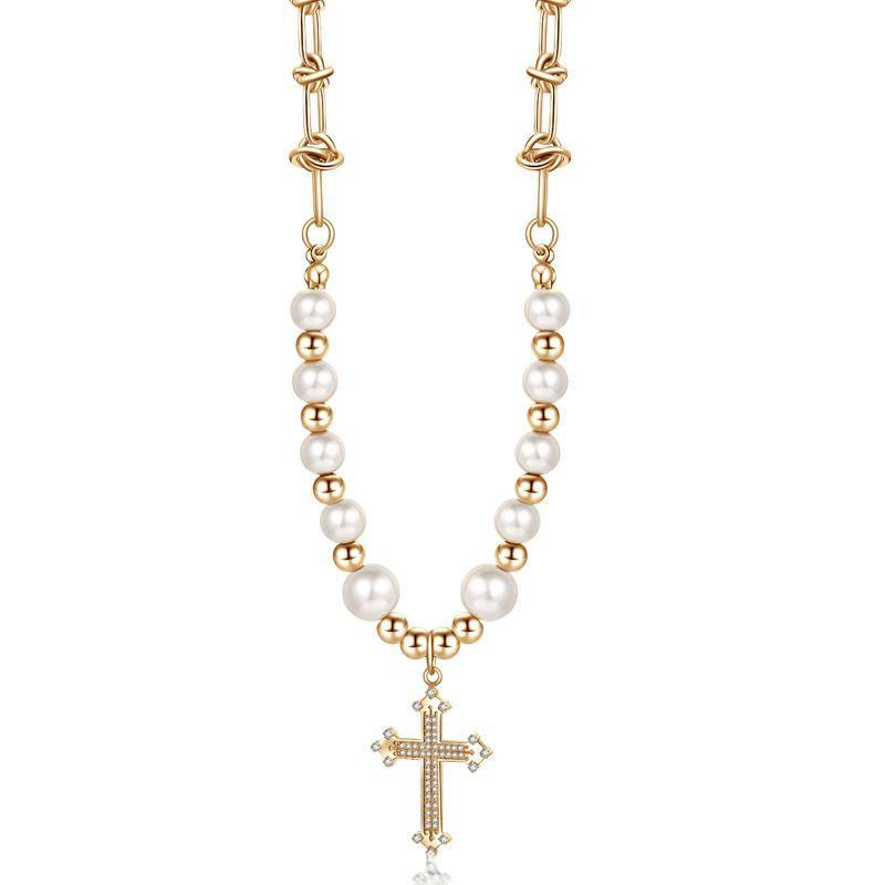 Steel Trendy Titanium Cross Pendant Necklace For Stylish Women Featuring Beautiful Pearl And Elements Sparkling золотий
Steel Trendy Titanium Cross Pendant Necklace For Stylish Women Featuring Beautiful Pearl And Elements Sparkling золотий