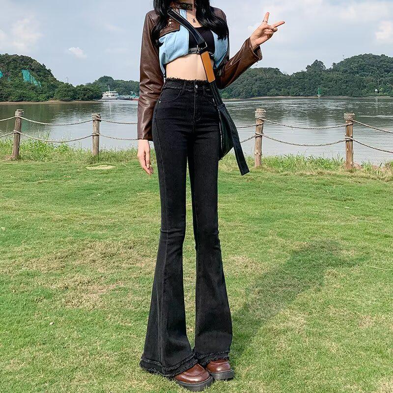 Black Raw Hem Micro Flare Jeans - Women s High Waist, Slim Fit, Elastic, Flared Pants for Spring/Summer 2025 XS: 155-165cm (65-75lbs)
Black Raw Hem Micro Flare Jeans - Women s High Waist, Slim Fit, Elastic, Flared Pants for Spring/Summer 2025 XS: 155-165cm (65-75lbs)