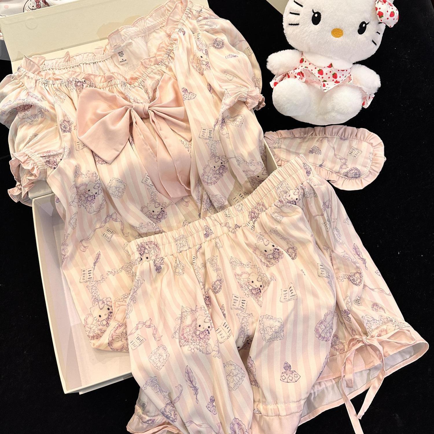 Korean version ins style bow pajamas women s summer short-sleeved shorts set students can wear high-end loungewear S
Korean version ins style bow pajamas women s summer short-sleeved shorts set students can wear high-end loungewear S