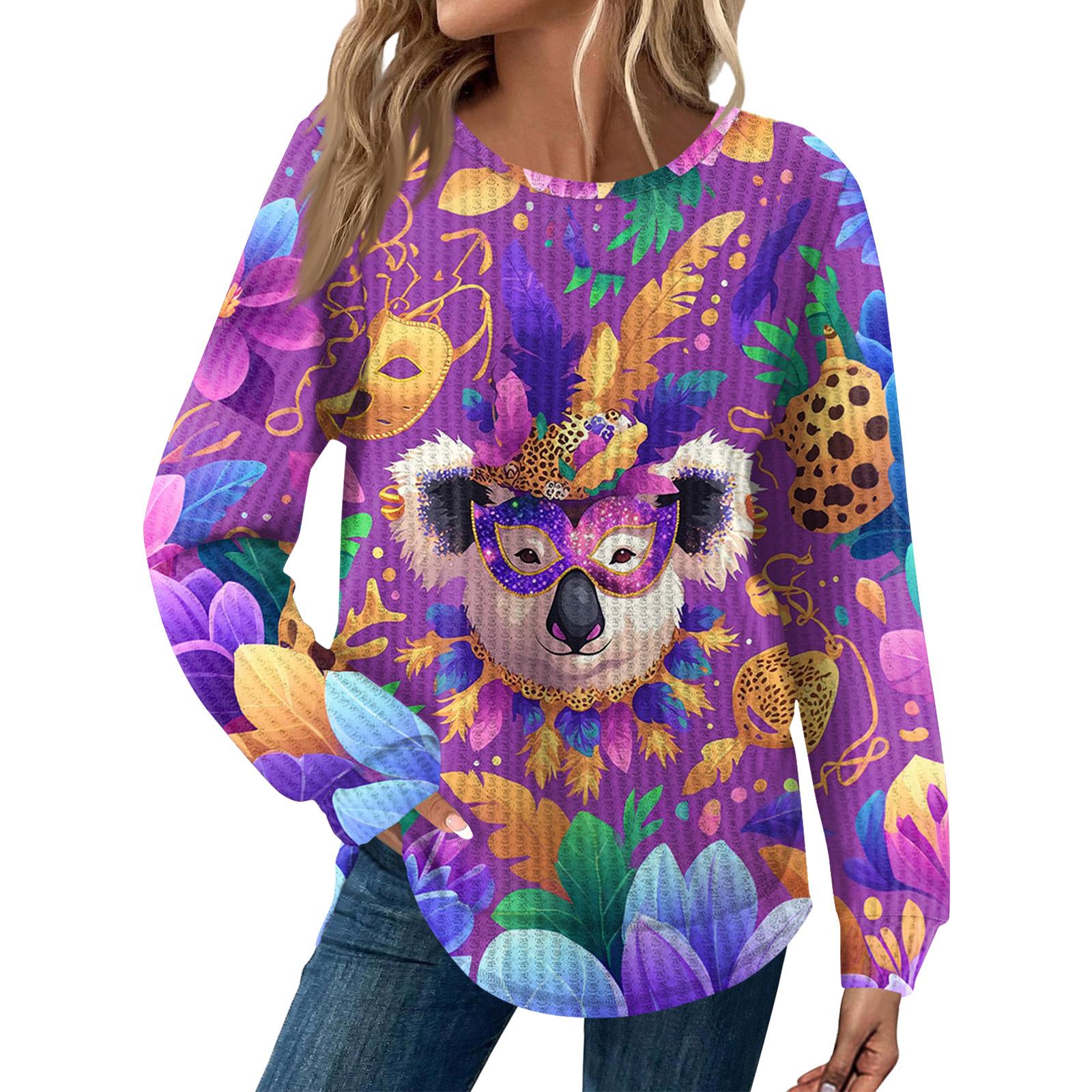 Женская мода Свободный топ с длинным рукавом и карнавальным принтом, с круглым вырезом, повседневный M
Женская мода Свободный топ с длинным рукавом и карнавальным принтом, с круглым вырезом, повседневный M