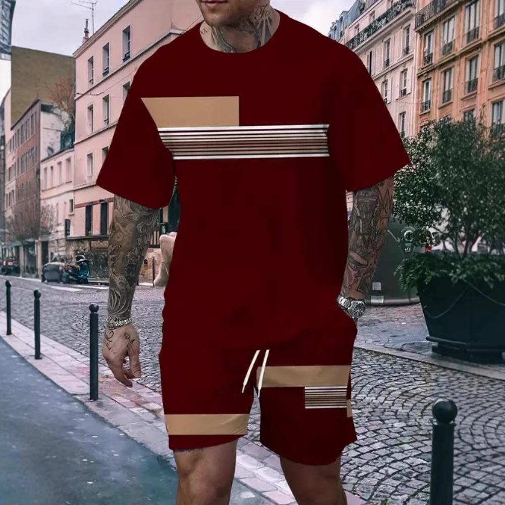 Men s Casual Loose Sports Suit Fashionable Simple Short-sleeved Shorts Suit Comfortable Unisex Sports Clothing S
Men s Casual Loose Sports Suit Fashionable Simple Short-sleeved Shorts Suit Comfortable Unisex Sports Clothing S